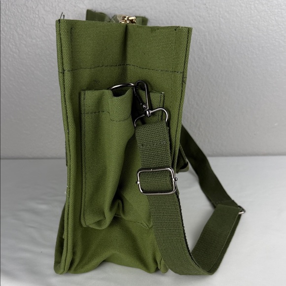 Canvas Tote Bag for Women Crossbody Work Bag Army Green - Picture 7 of 11